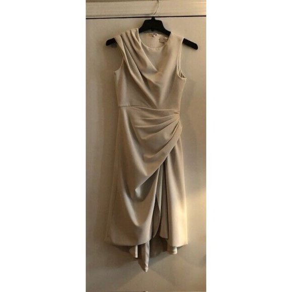 PREOWNED $1200 CHRISTIAN SIRIANO IVORY DRAPED RUCHED DRESS US SIZE 4 SOLD OUT! - Picture 4 of 6